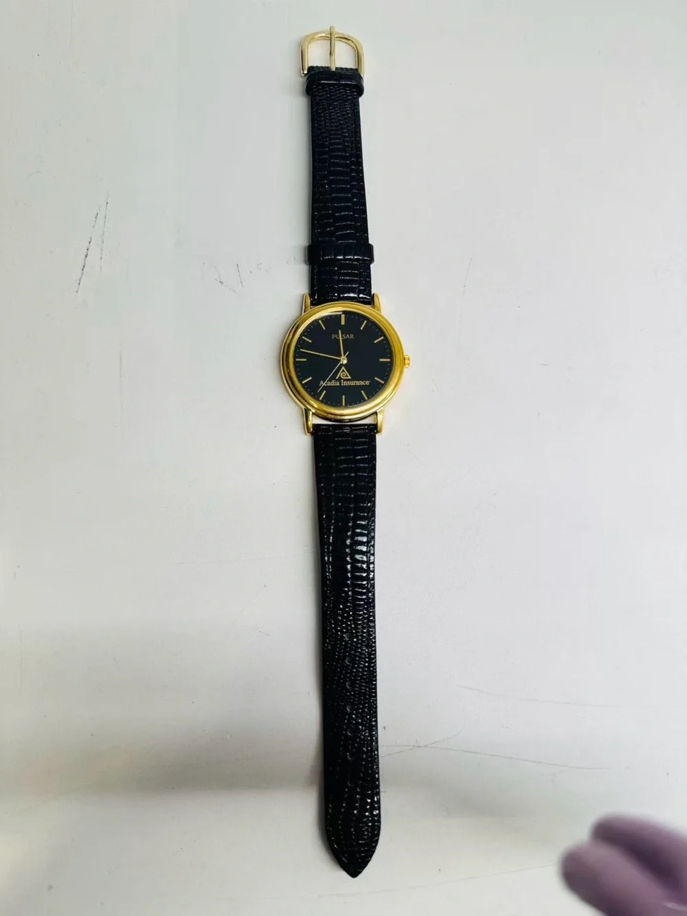 Vintage Pulsar Quartz 33mm Gold Tone Acadia Insurance Men Watch New Battery Runs